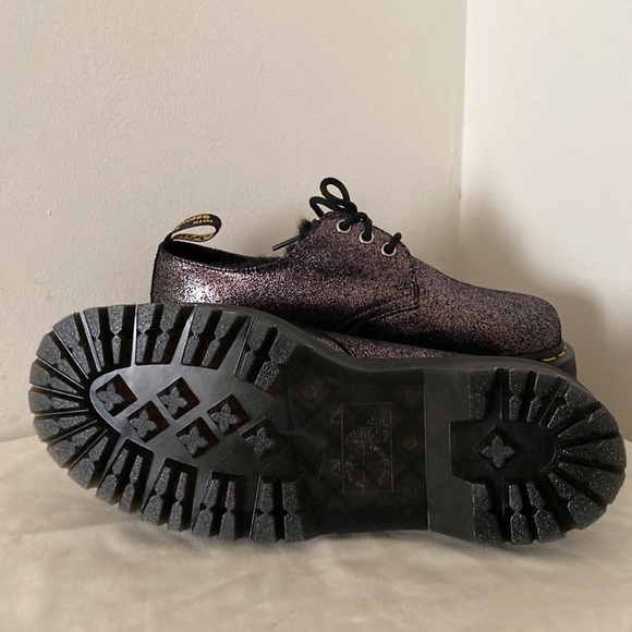 Dr Martens Shoes 1461 Quad Metallic Leather Faux Fur Lined Platform Oxford NWT 9 - Picture 7 of 9